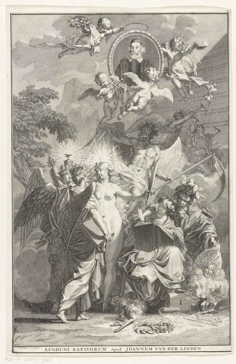 Allegorical Title Page with Portrait of Writer Edward Simson by Jan Wandelaar