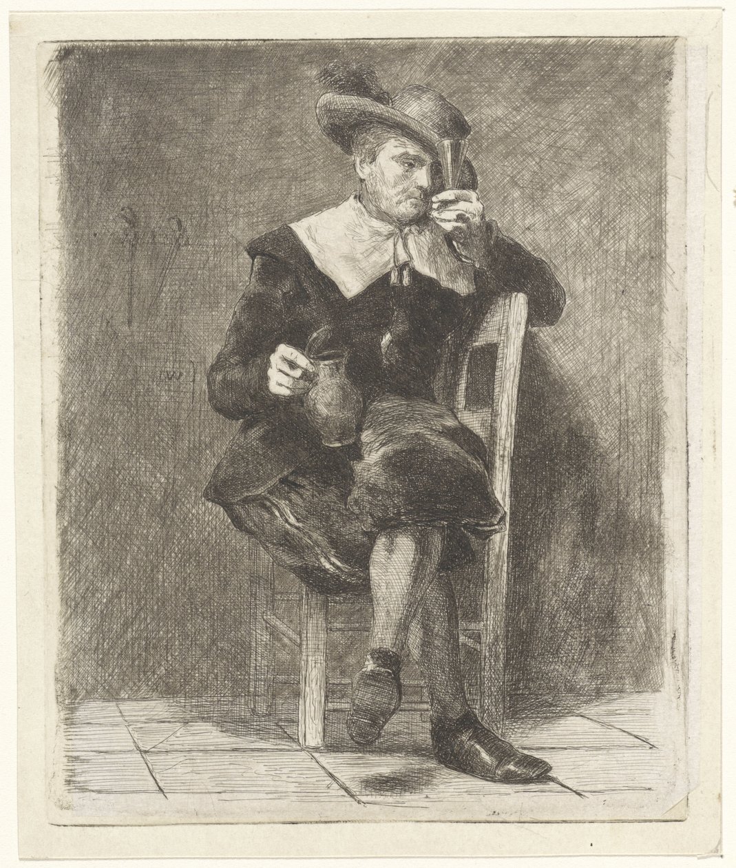 Man with Jug and Glass on a Chair by Jan Weissenbruch