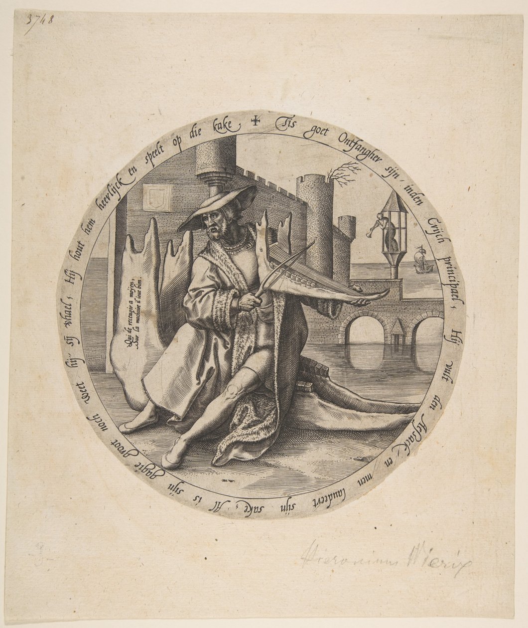 The Rich Man Playing Violin on a Jaw Bone, ca. 1568 by Jan Wierix