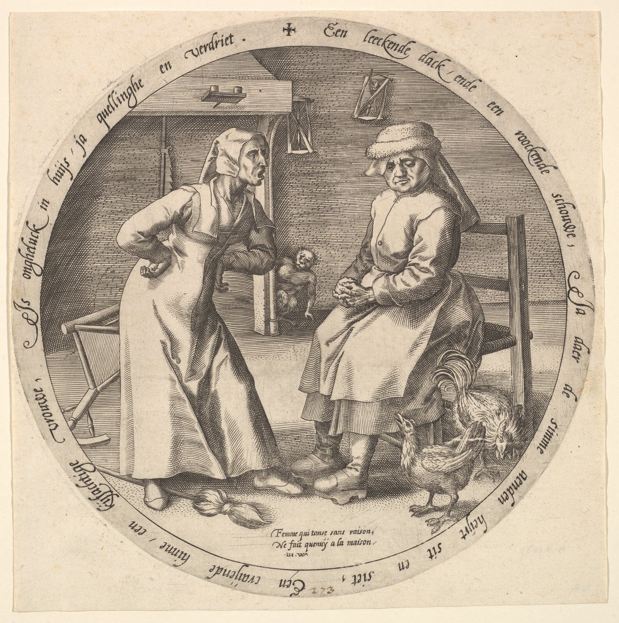 The Scolding Woman and the Cackling Hen, c. 1568 by Jan Wierix