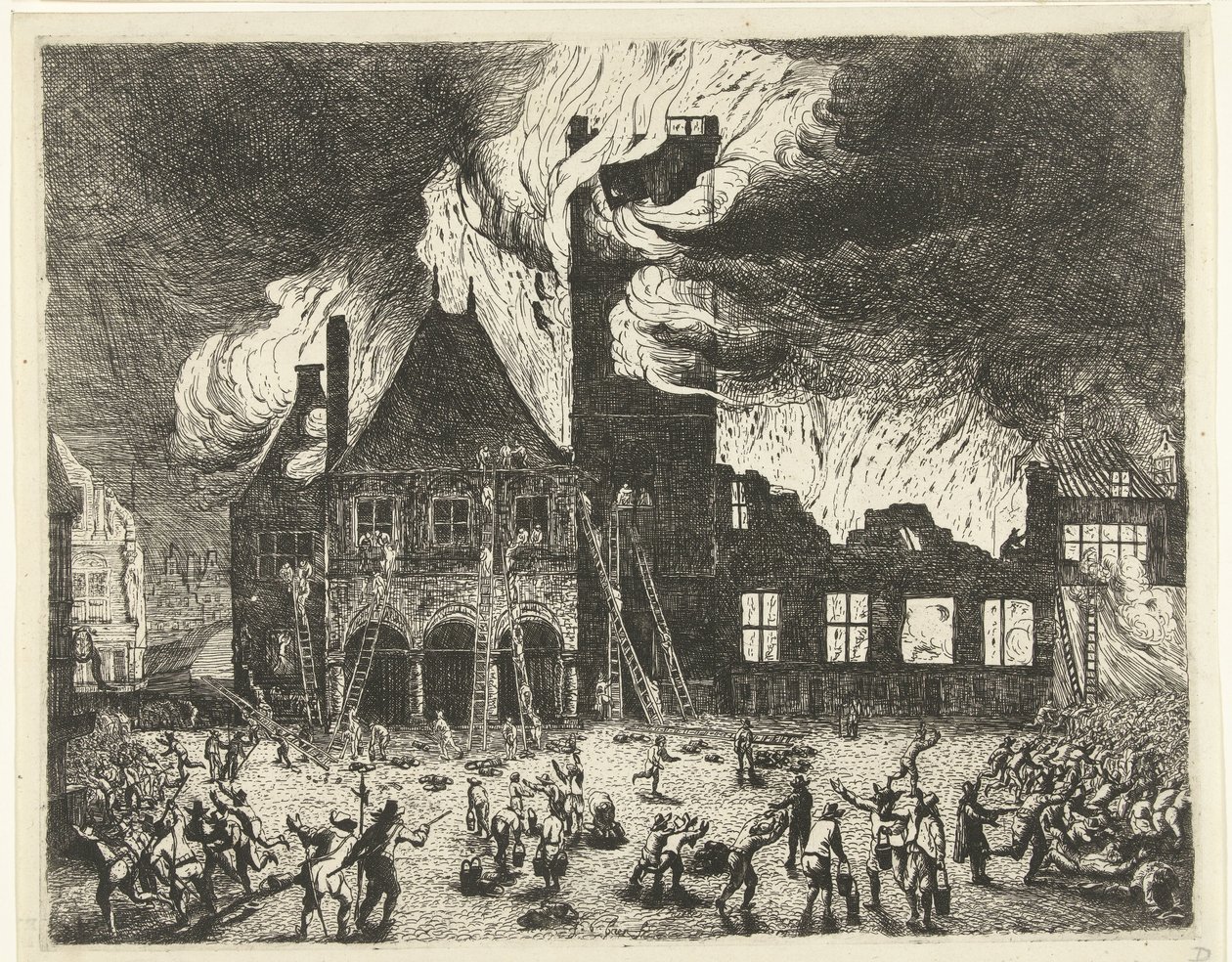 The Fire in the Old Town Hall of Amsterdam, 1652 Depiction of the Old Town Hall in Amsterdam Burned on July 7, 1652 by Jan de Baen