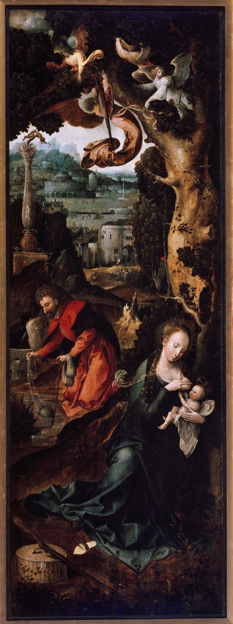 Triptych of the Adoration of the Magi, Nativity and Rest During the Flight to Egypt (detail) by Jan de Beer