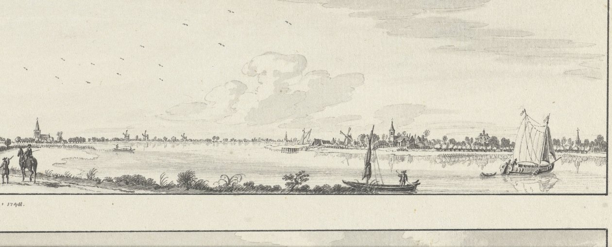 View Over the Lek to the Villages of Lopik, Jaarsveld, Tienhoven, Ameide and the House Herlaer by Jan de Beijer