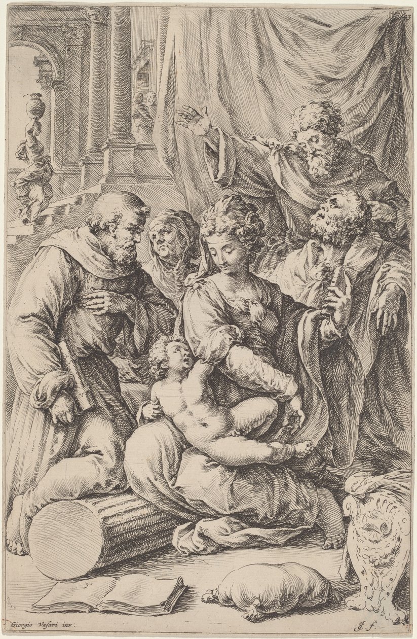 Holy Family with Saints by Jan de Bisschop, after Giorgio Vasari