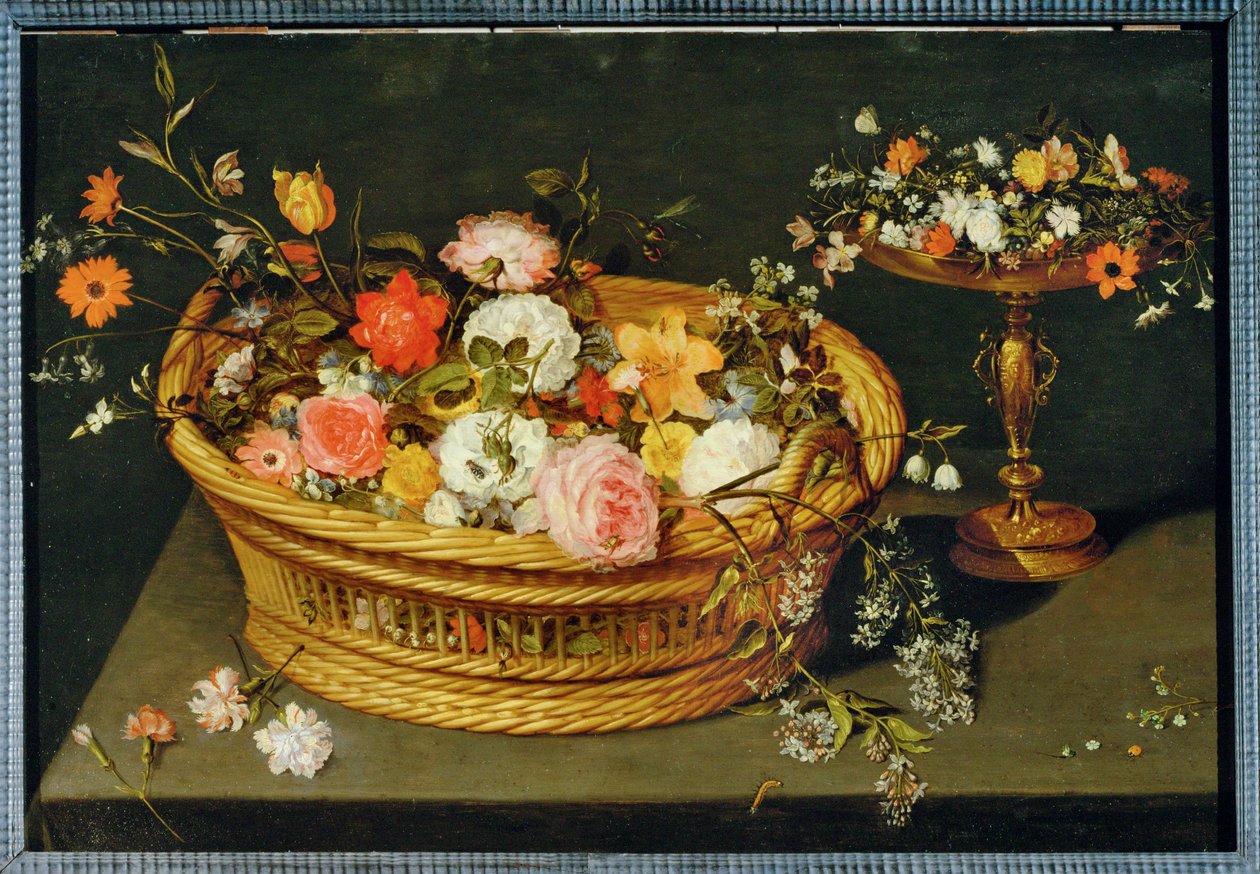 A Basket with Flowers and a Gilt Silver Cup by Jan the Younger Brueghel
