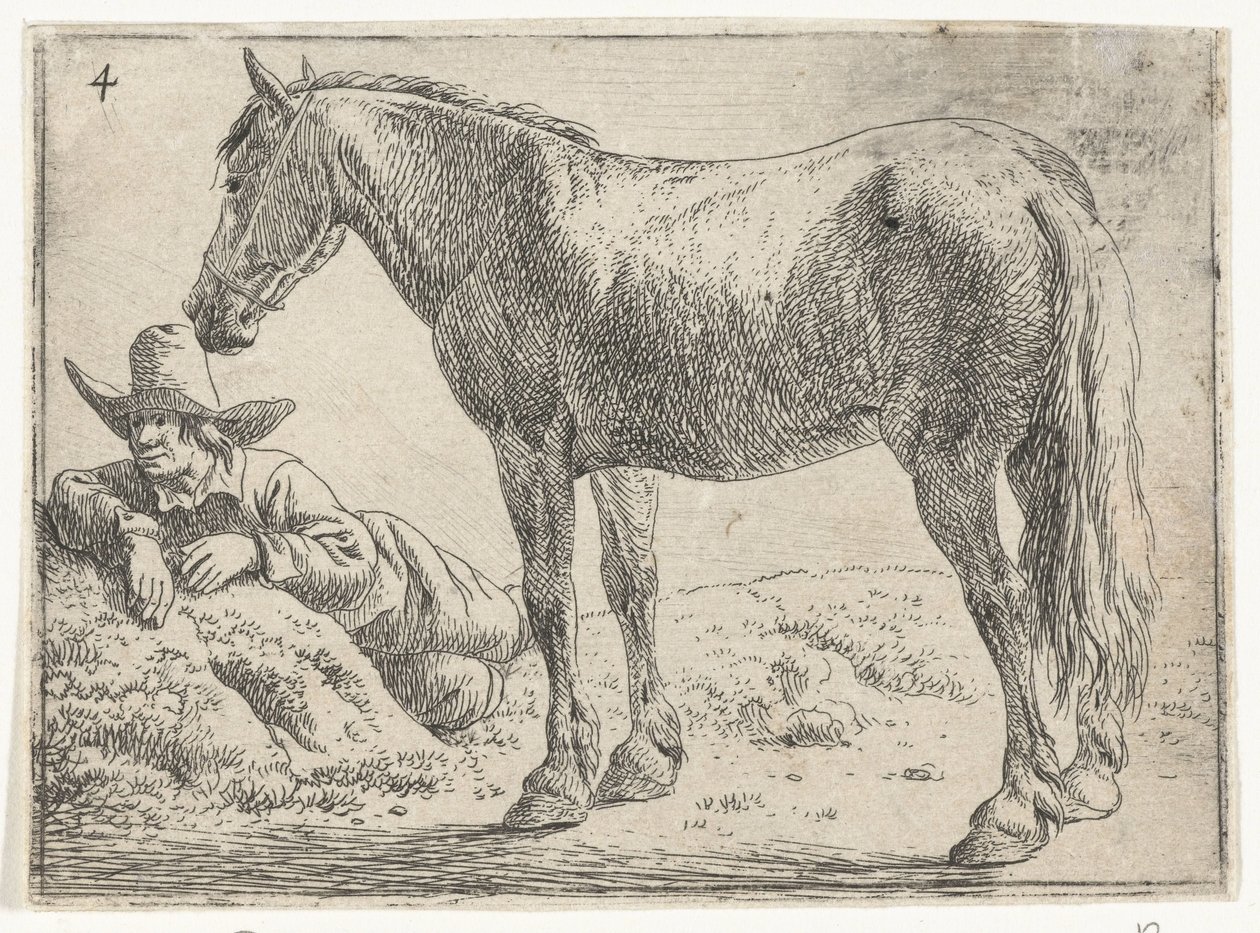 Standing Horse with Resting Rider by Jan van Aken
