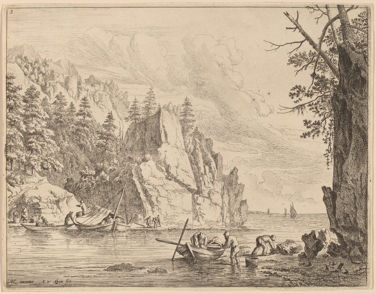 View of the River Rhine by Jan van Aken after Herman Saftleven