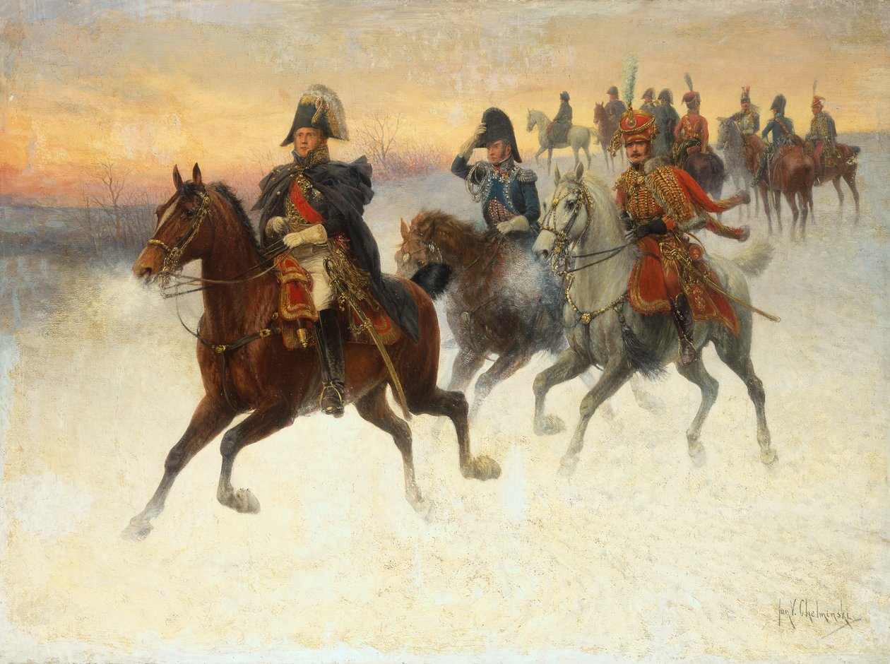 Marshal Ney and Napoleon and their Troops during the Russian campaign by Jan van Chelminski
