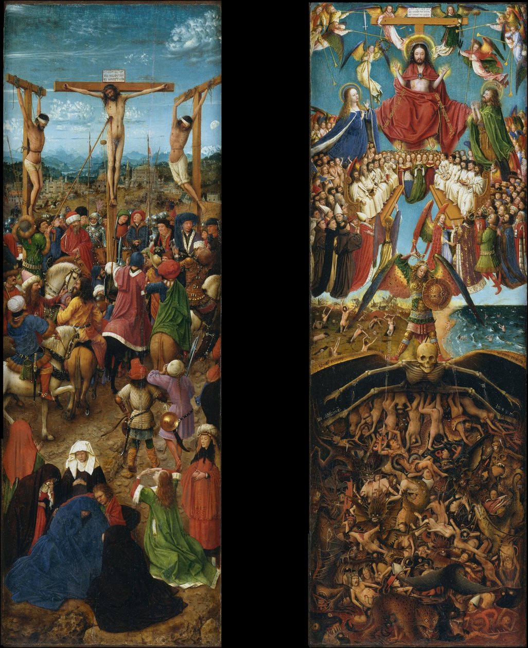 Crucifixion of Jesus; Day of Judgment by Jan van Eyck