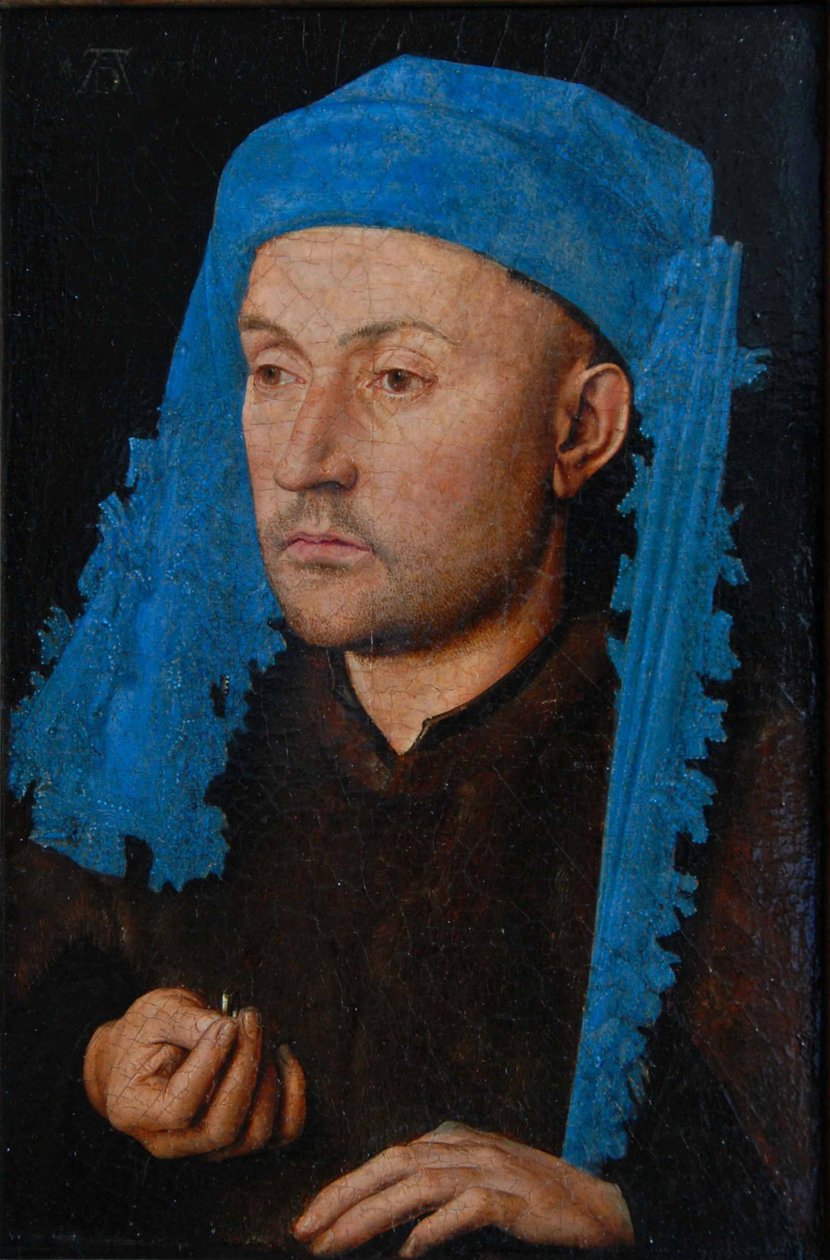 Portrait of a man with a blue chaperon (Man with Ring) by Jan van Eyck