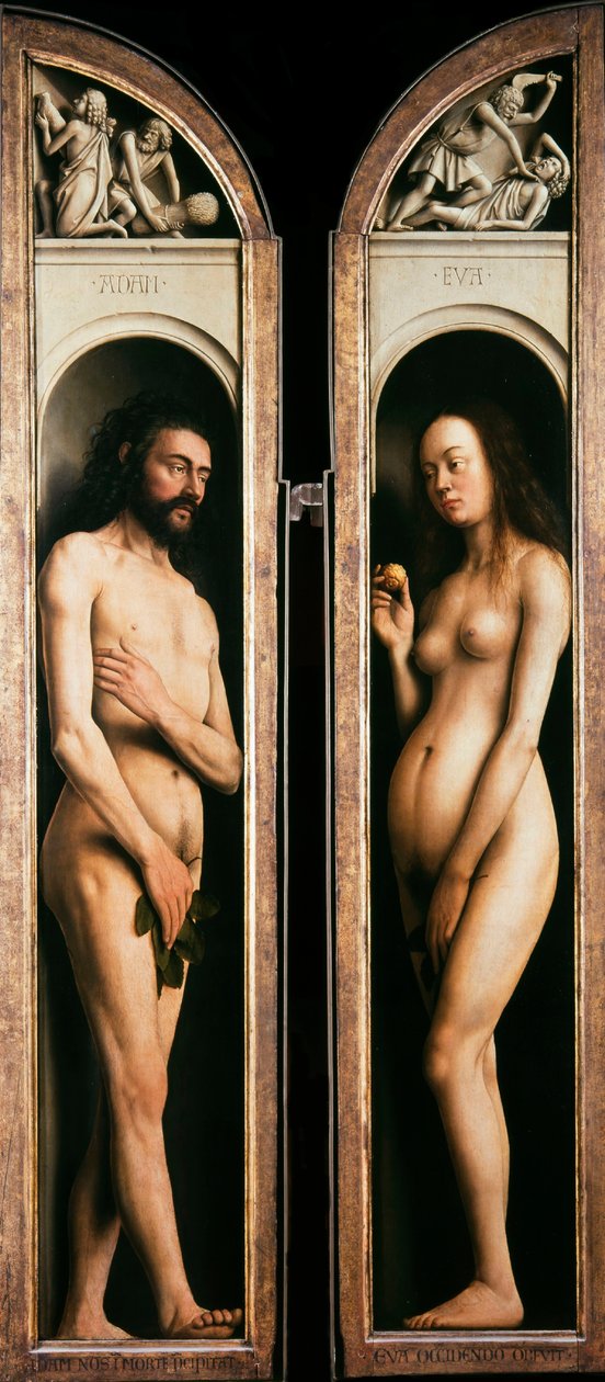 The Ghent Altarpiece. Adoration of the Mystic Lamb: Adam and Eve by Jan van Eyck