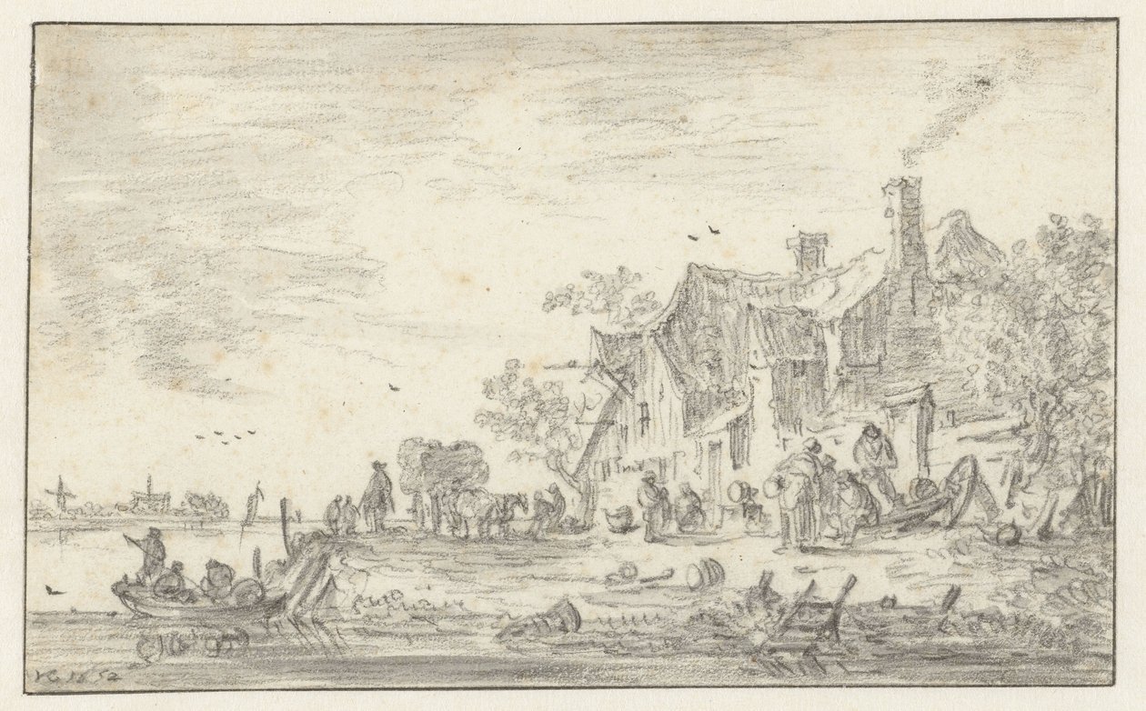 Farmhouse on the Bank of a River by Jan van Goyen