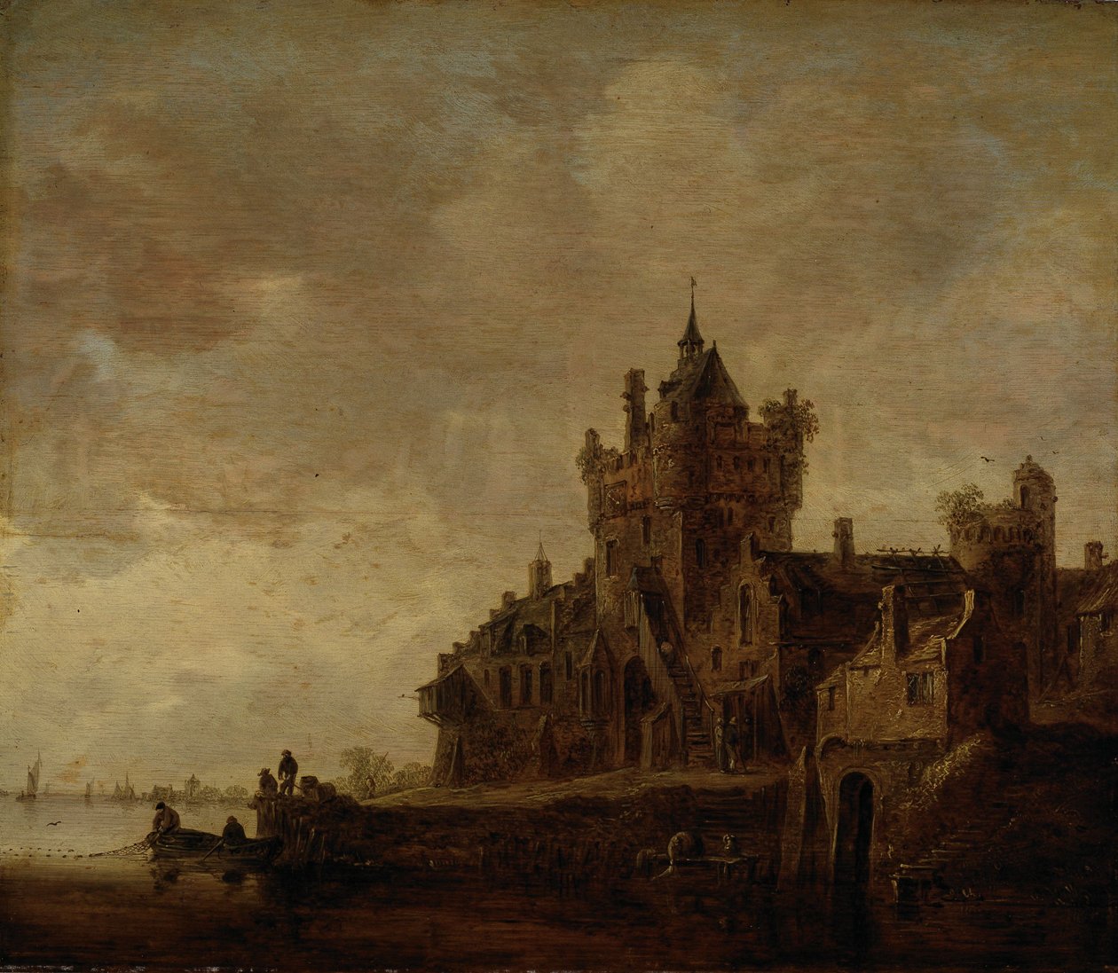 River Landscape with Castle by Jan van Goyen