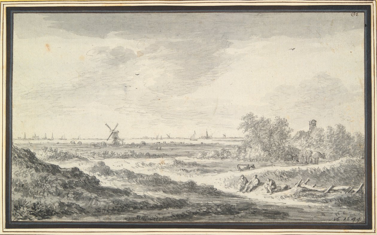 View of a River with Dunes in Foreground by Jan van Goyen