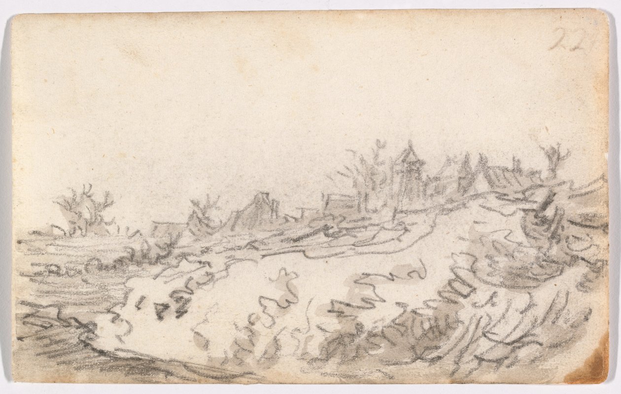 Village on Sunny Hillside by Jan van Goyen