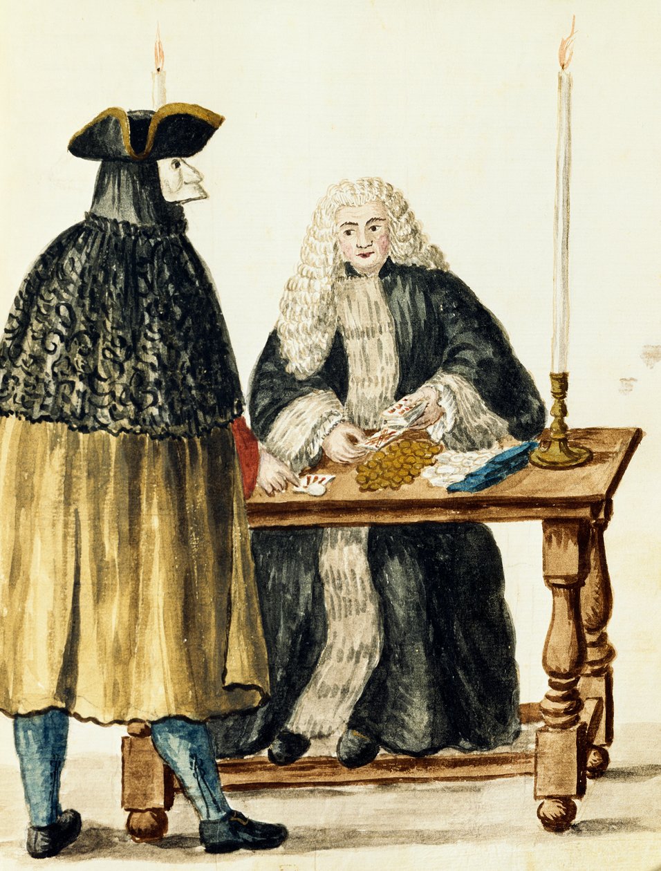 Magistrate playing cards with masked man by Jan van Grevenbroeck