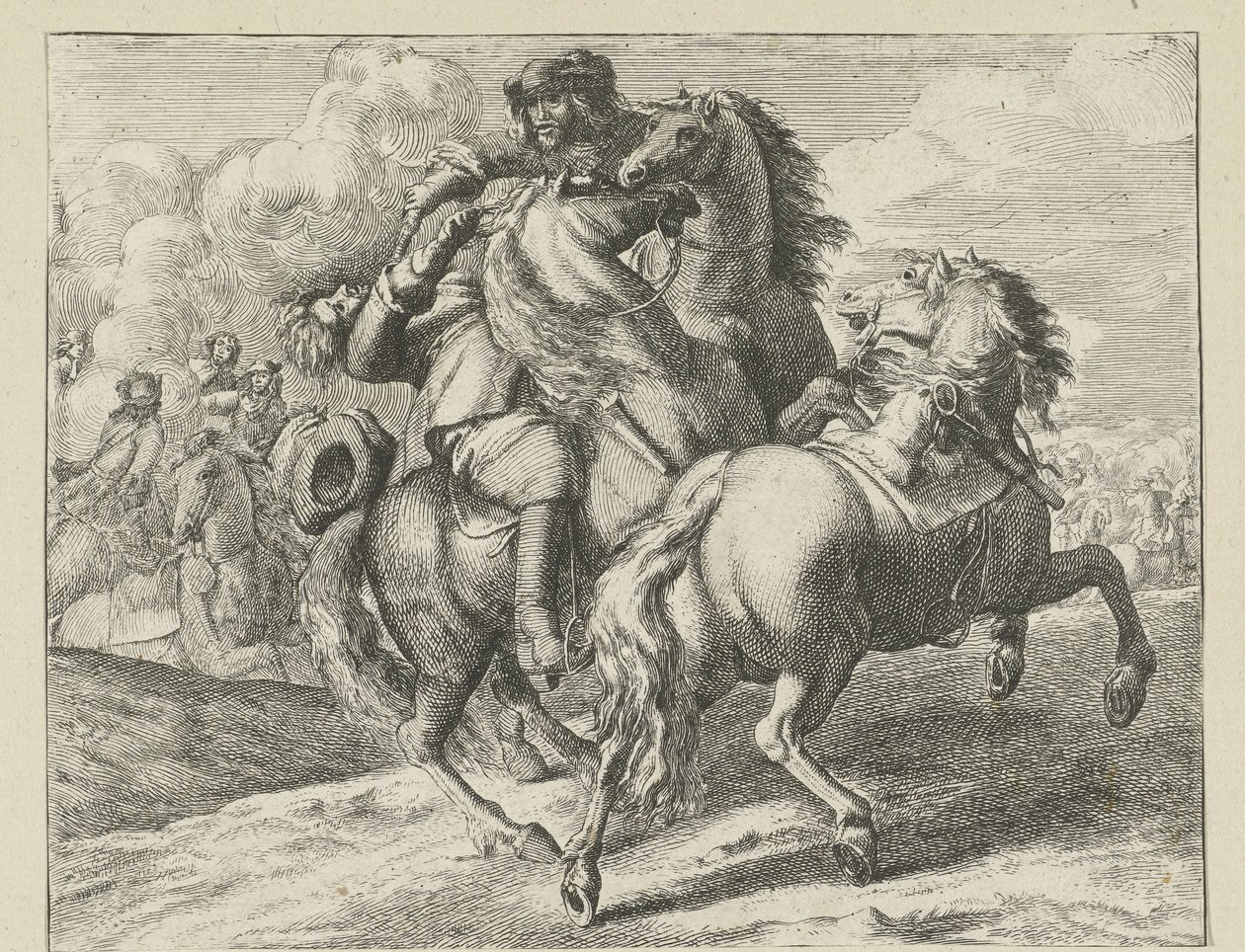 Soldier on Horseback Shot Down (Cavalry Scenes series) by Jan van Huchtenburg (possibly copy after)