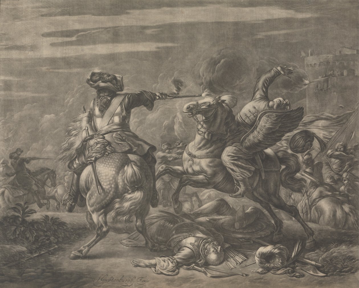Battle Scene - Death of a Turk by Jan van Huchtenburg