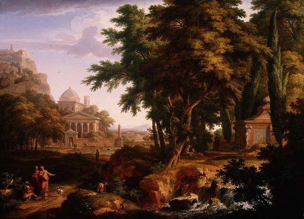 Arcadian Landscape with St. Peter and St. John Healing the Crippled Man by Jan van Huysum