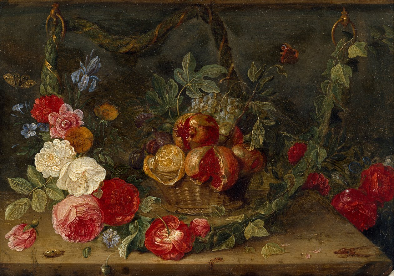 Decorative Still-Life Composition with a Basket of Fruit by Jan van Kessel