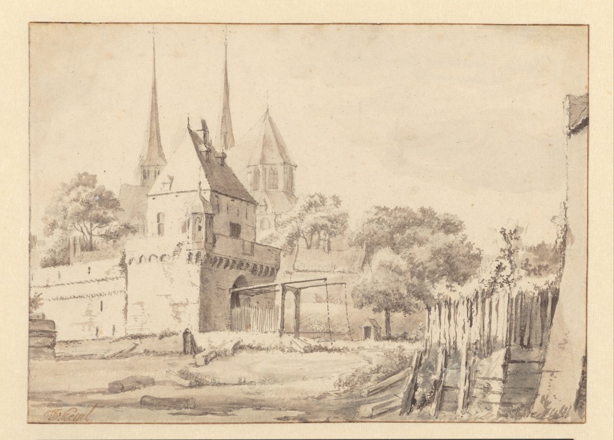 View of the Bergpoort and Bergkerk in Deventer by Jan van Kessel