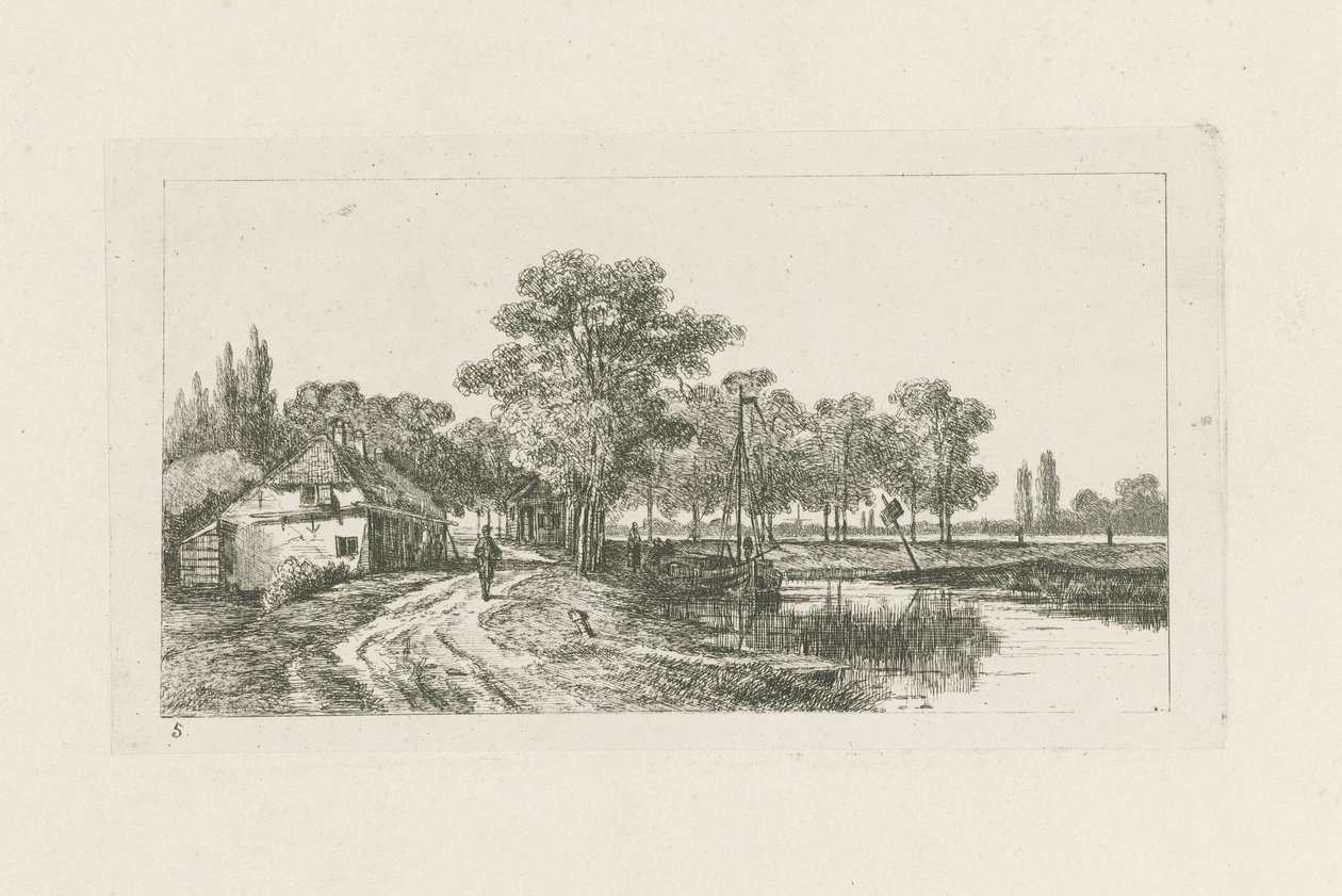 Landscape with Moored Boat by Jan van Lokhorst