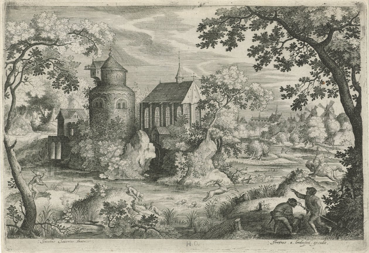 Deer Hunt Near a Chapel by Jan van Londerseel