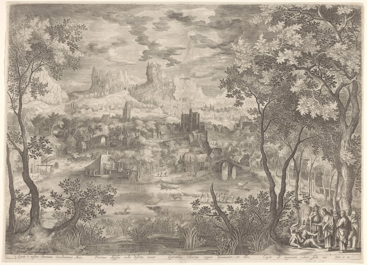 Landscape with Christ Exorcising a Demon from a Mute Man by Jan van Londerseel