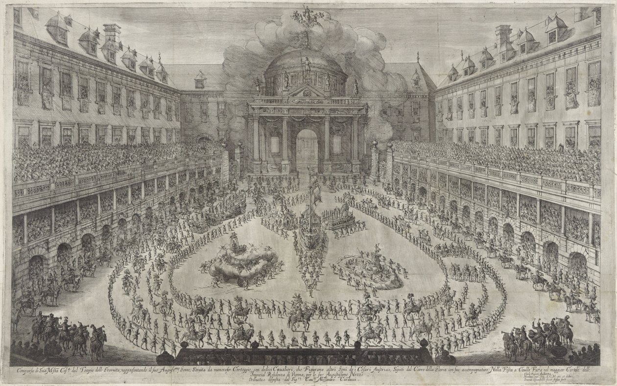 Carousel in the Hofburg in Vienna (Equestrian Ballet for the Wedding of Emperor Leopold I and Margaret Theresa of Spain) by Jan van Ossenbeeck
