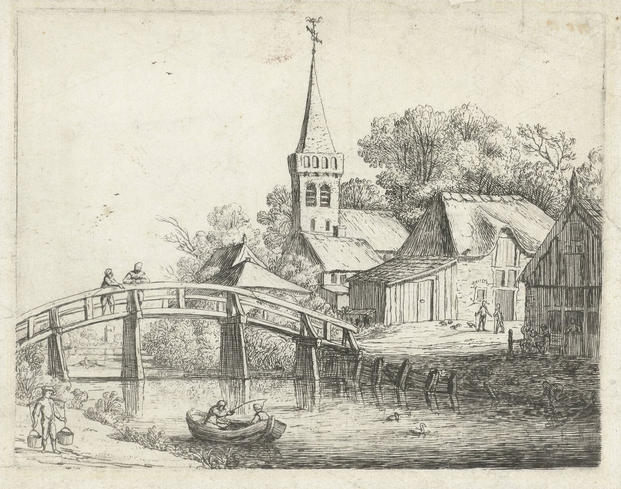 Landscape with Wooden Bridge by Jan van de Cappelle