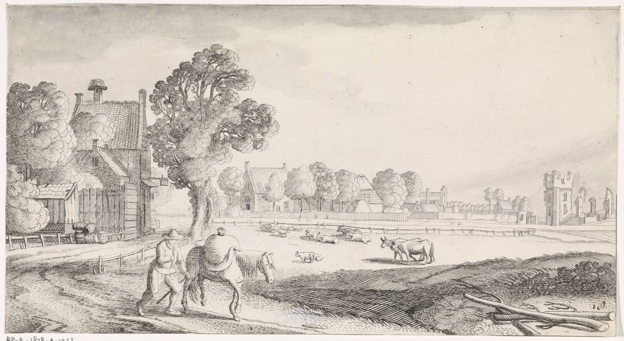 Farmer with Packhorse on a Country Road by Jan van de Velde (II)