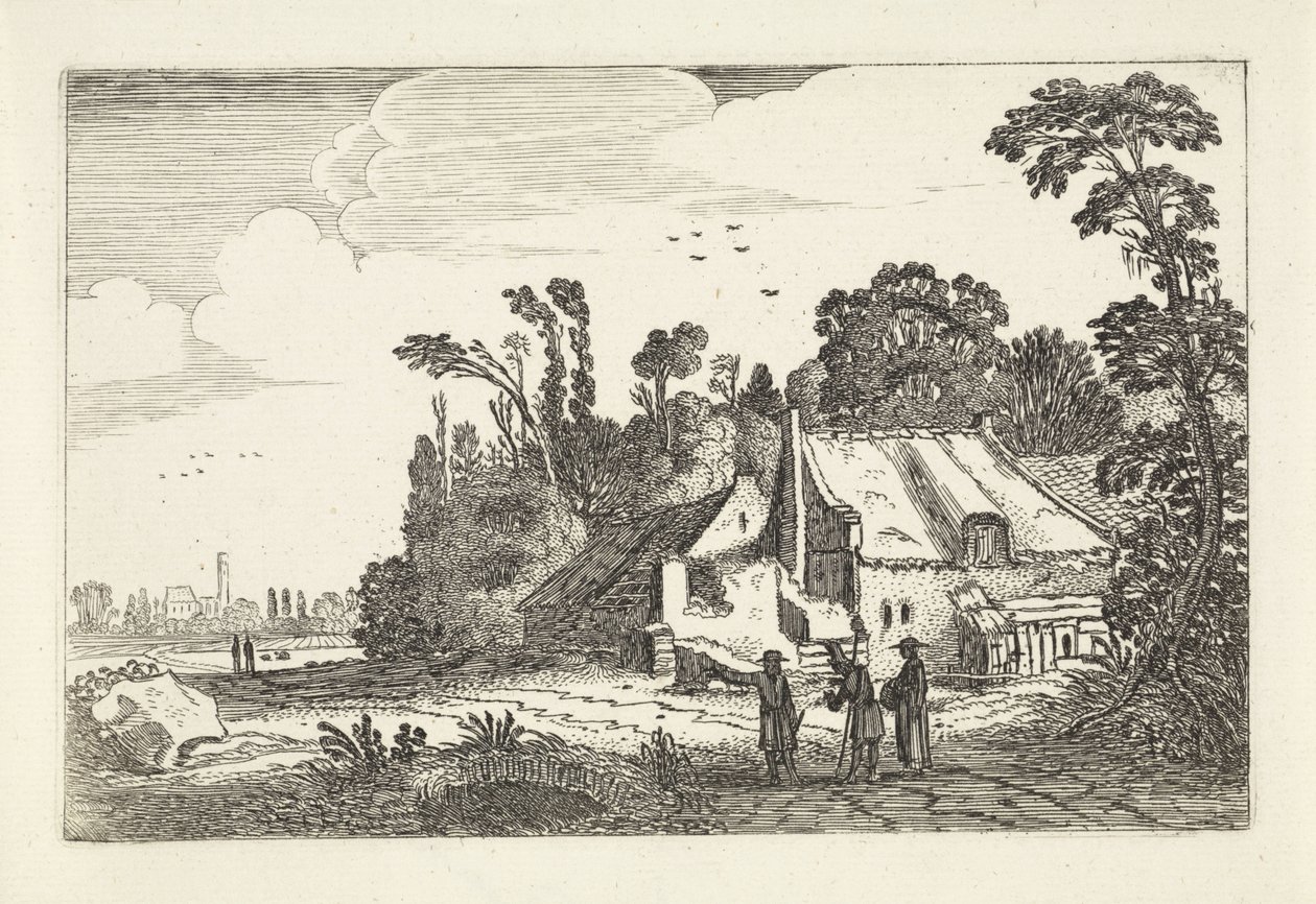 Figures on a Country Road by a Farm by Jan van de Velde (II)