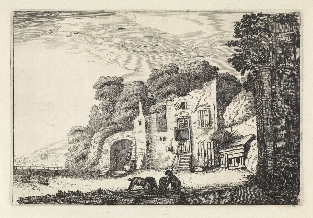 Landscape with the Prodigal Son among the Pigs (series title: Landscapes, Amenissimae Aliquot Requculae) by Jan van de Velde (II)