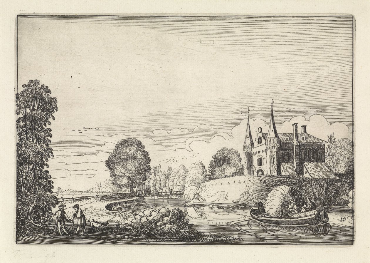 Pleasure Boat in a Moat (Landscapes, Amenissimae Aliquot Requculae) by Jan van de Velde (II)