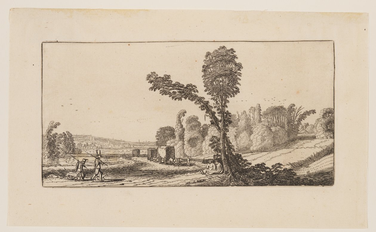 Landscape with Hunters and Hay-Carts, from Six Landscapes by Jan van de Velde II