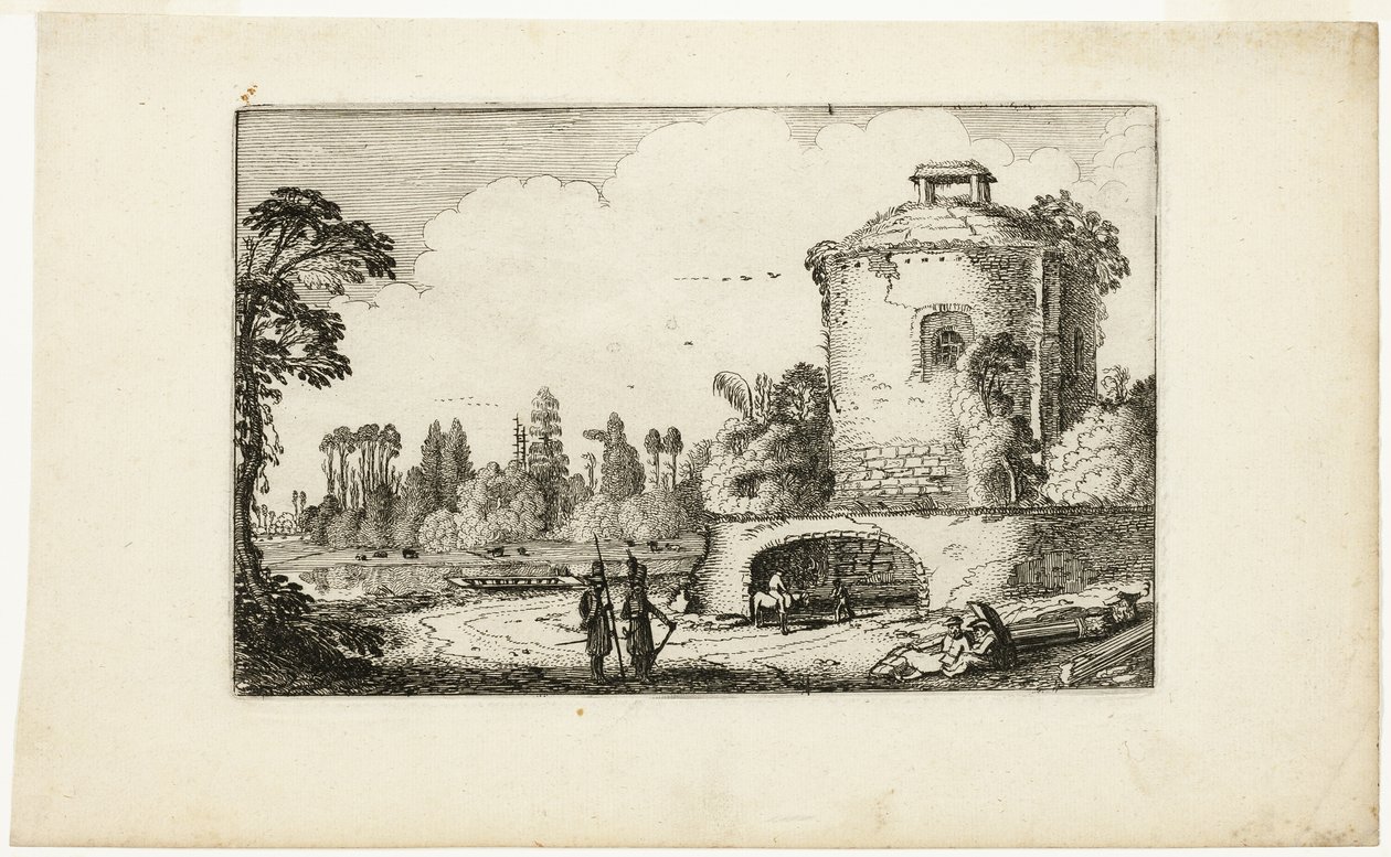 Landscape with a Round Tower by Jan van de Velde II