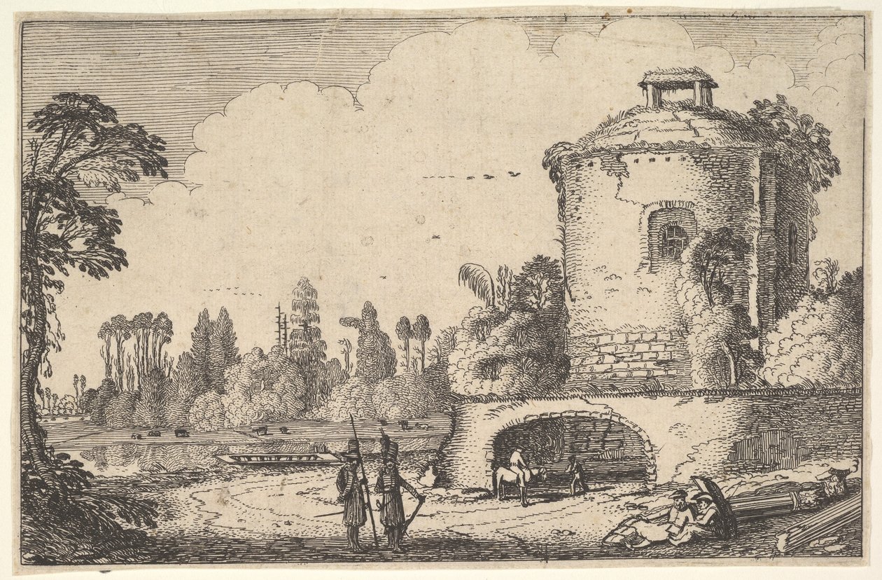 Landscape with a Round Tower by Jan van de Velde II