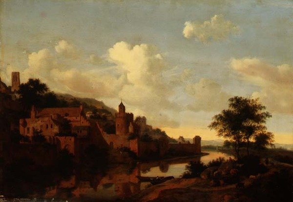 A Fortified Town above a River by Jan van der Heyden