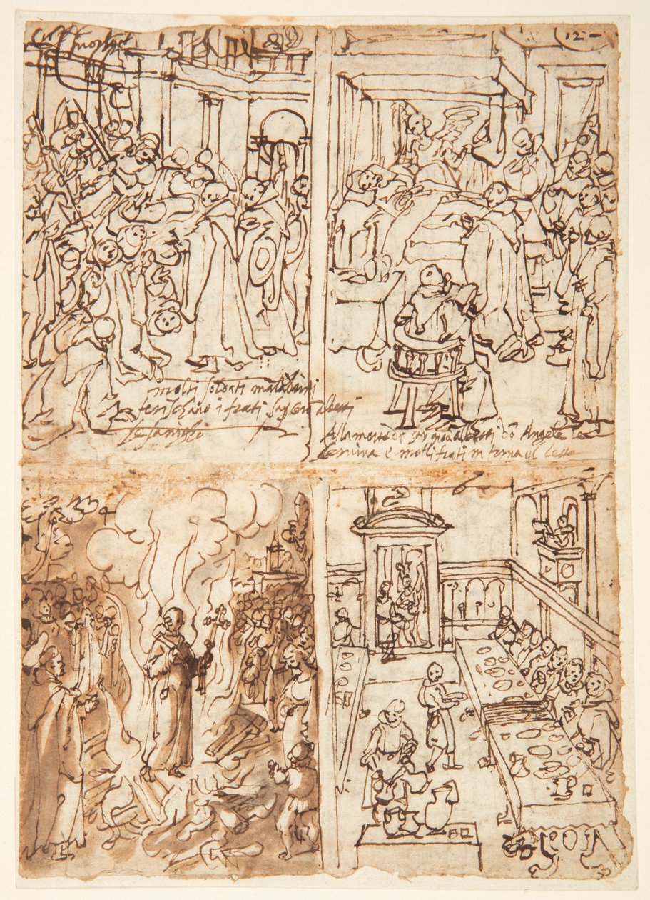 Eight Scenes from Life of San Giovanni Gualberto (recto and verso) by Jan van der Straet, called Stradanus