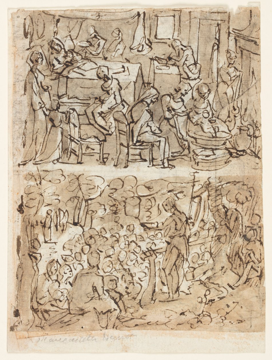 Four Scenes from the Life of St. John the Baptist, Preliminary Designs for a Print Series (recto and verso) by Jan van der Straet, called Stradanus