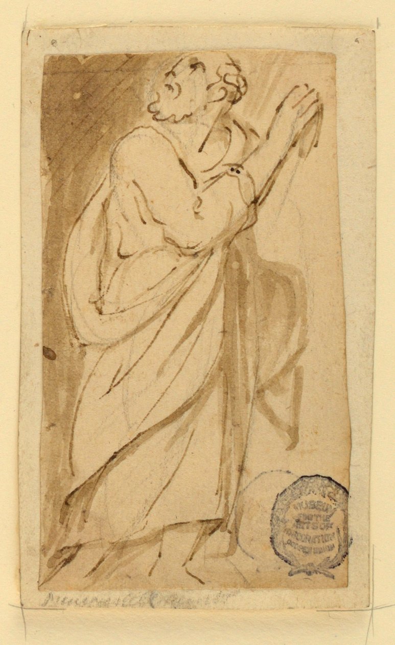 Page of a Drawing Book; Elderly Man in Classical Attire by Jan van der Straet, called Stradanus