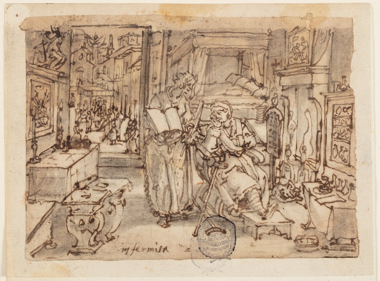 Page of a Sketchbook; Infirmity by Jan van der Straet, called Stradanus