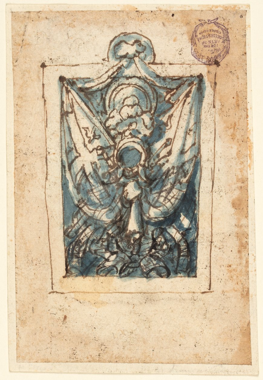 Page of a Sketchbook; Trophy of Arms by Jan van der Straet, called Stradanus