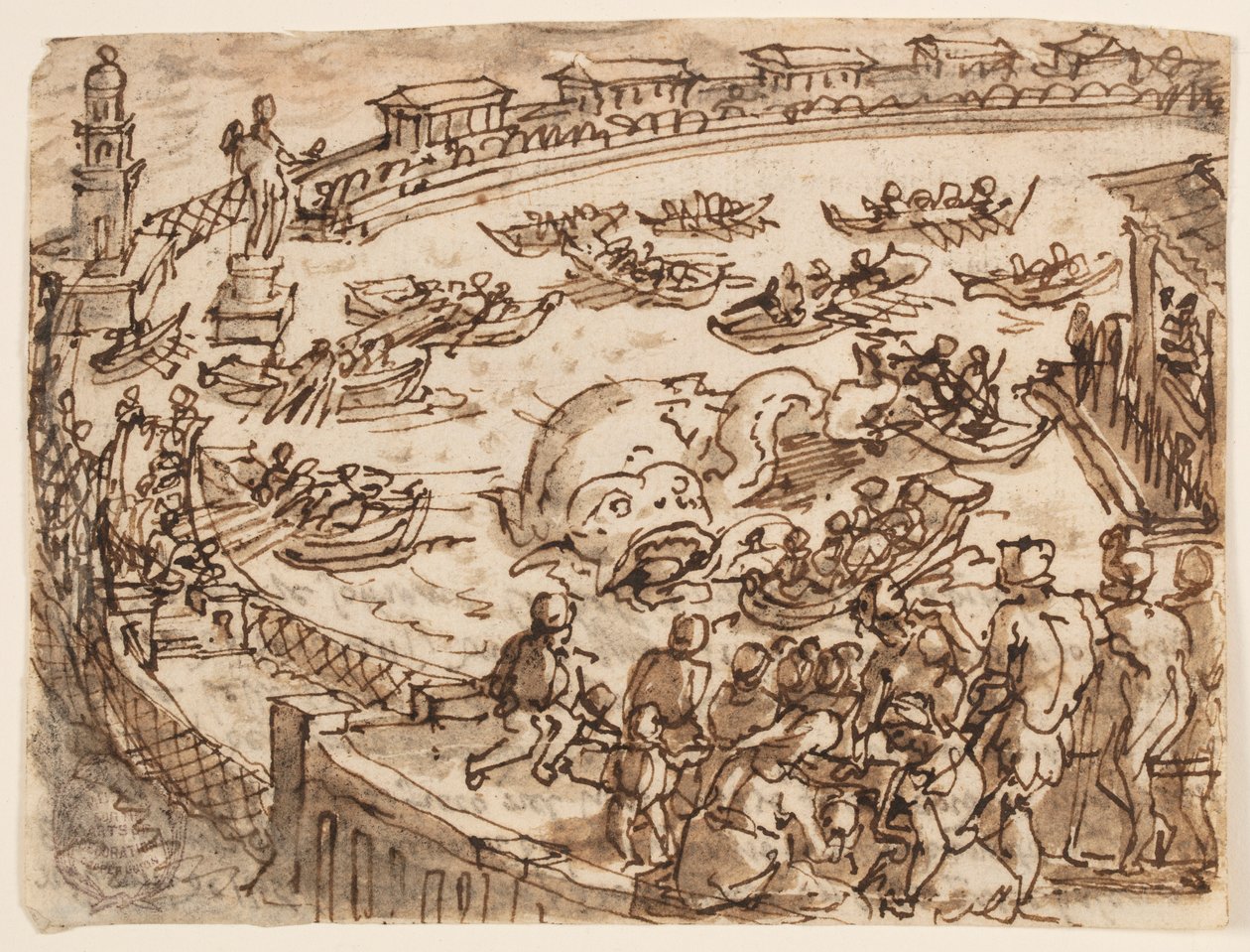 Whale Hunt by the Emperor Claudius in the Harbor at Ostia; Inscription Relating to Pliny the Elder