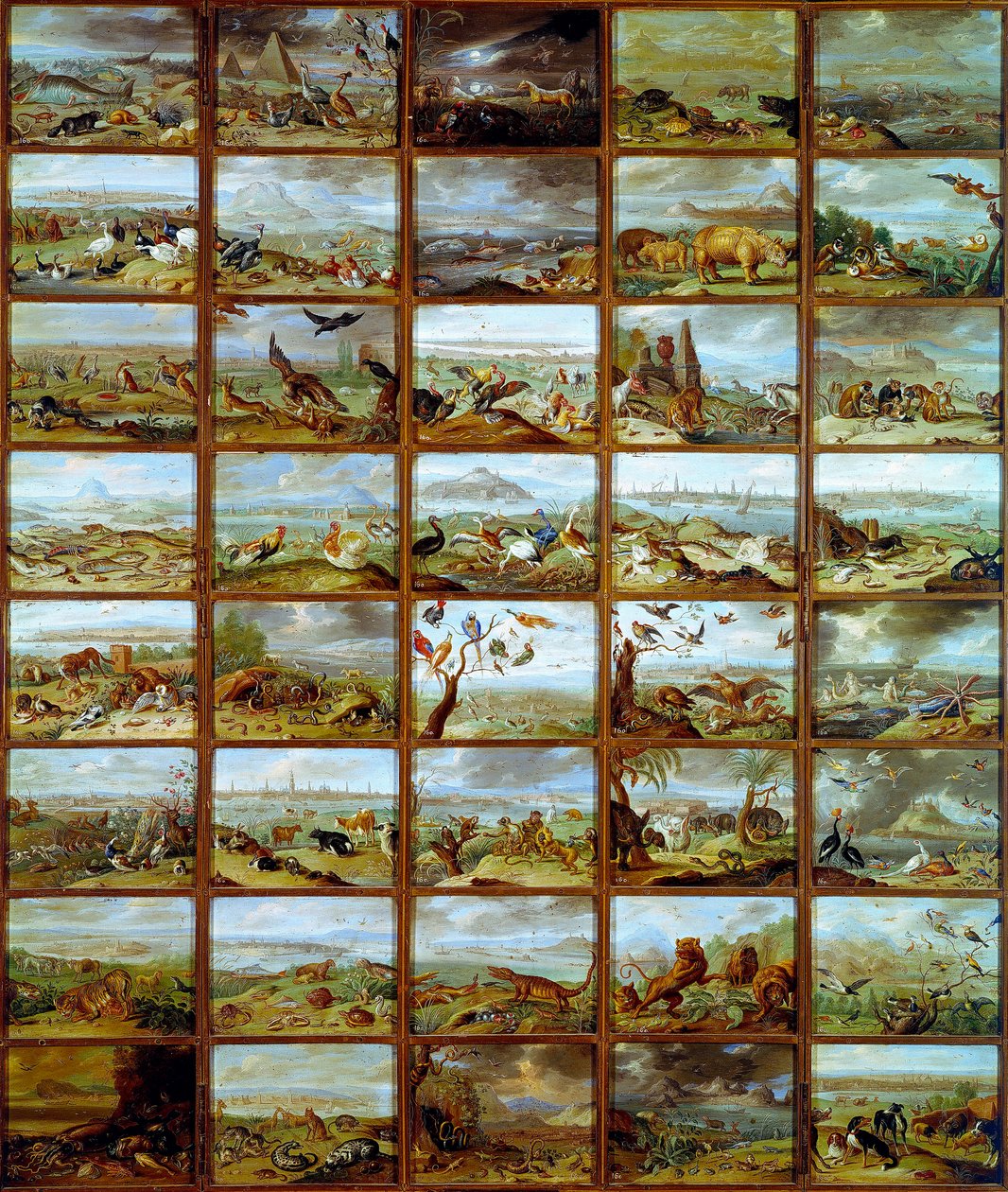 Animals Table showing compartments corresponding to different animal species by Jan van the Elder Kessel