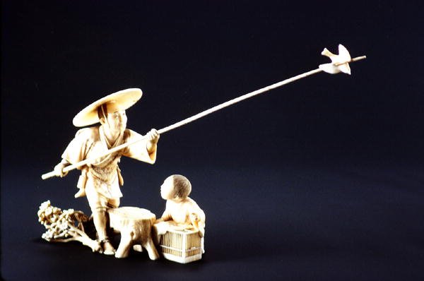 Farmer and Bird, Meiji Period by Japanese School