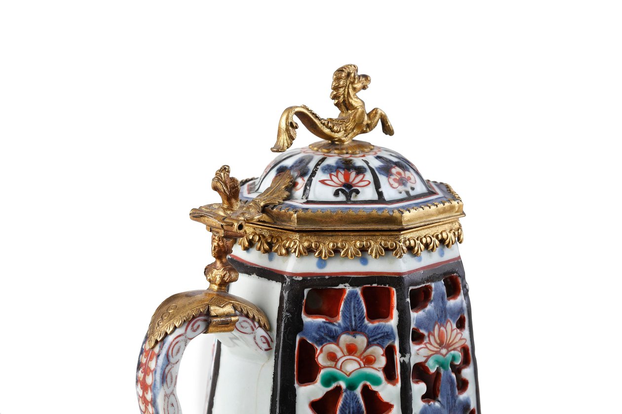 A Rare Elegantly Mounted Imari Coffee Pot and Cover by Japanese School