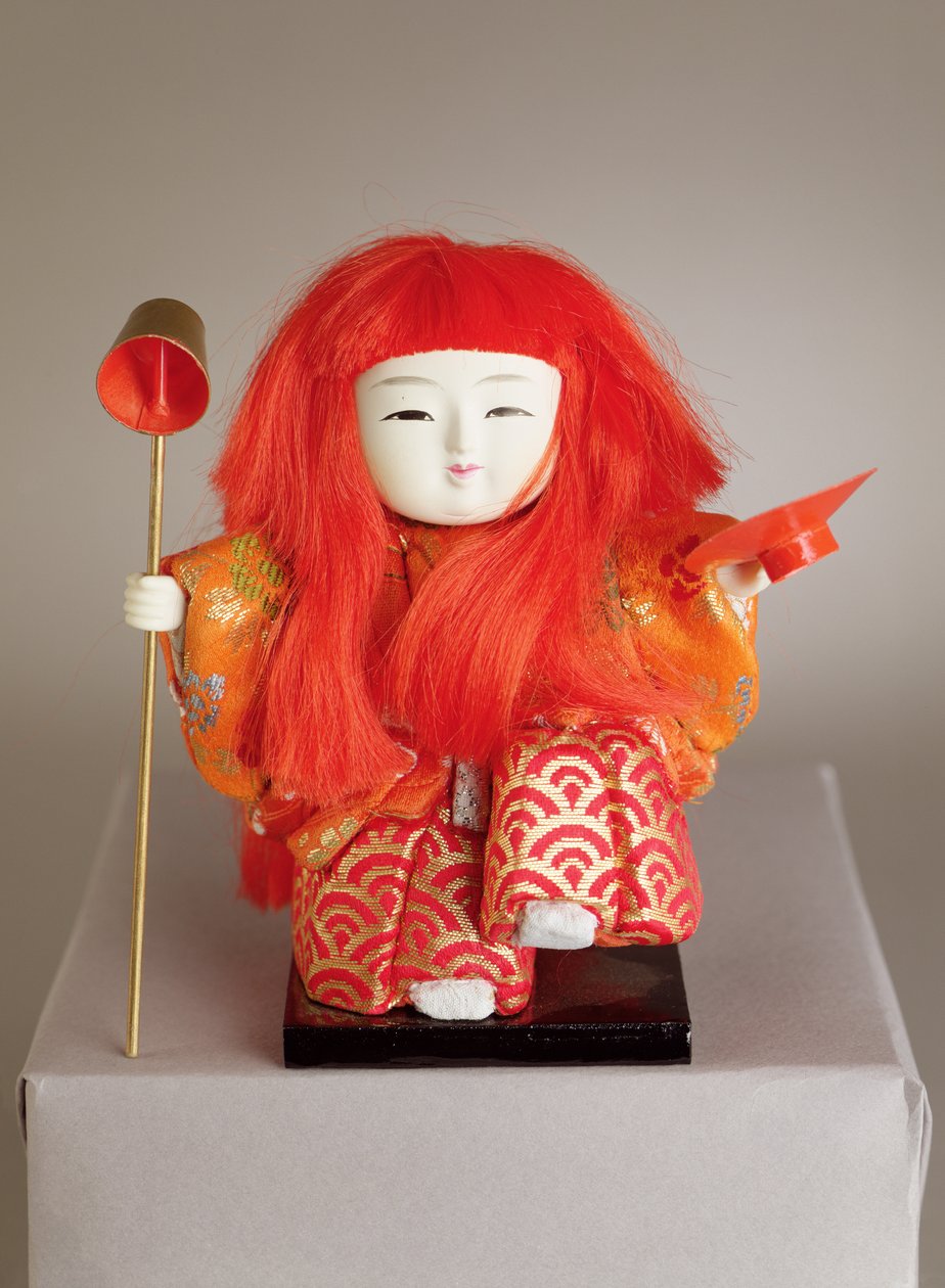 Festival doll of a servant holding a dipper and dish by Japanese School