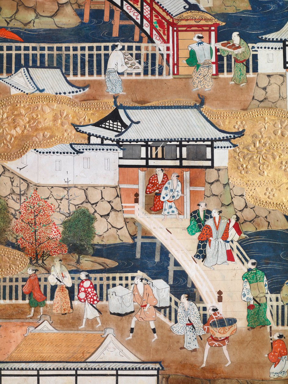 Osakazu Byobu - Japanese Eight-Panel Folding Screen by Japanese School