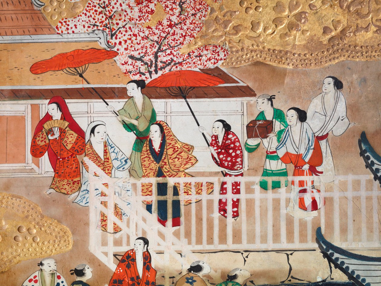 Osakazu Byobu - Japanese Eight-Panel Folding Screen by Japanese School